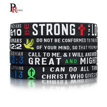 "Power of Faith" Bible Verse Wristbands 4Pcs/Set Christian Religious Rubber Bracelets Bangles Jewelry Gifts 2024 - buy cheap