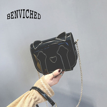 Benviched bolsas femininas 2021 nova moda simples mochila dos desenhos animados adorável gato cor pura mini saco de corrente ombro único c154 2024 - compre barato