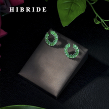Серьги-пусеты HIBRIDE, геометрические, с кубическим цирконием, корейские, модные, для женщин, украшения, E-394 2024 - купить недорого