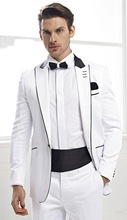 Traje oficial de un solo botón para hombre, chaqueta, pantalones, corbata, Blanco nuevo, para boda, fiesta, cena, novio 2024 - compra barato