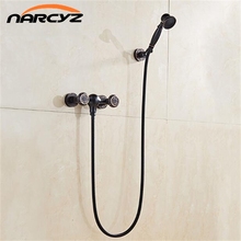 New Style European retro American wall mount Antique copper/Black shower set black hand shower bathtub faucet  shower set XT392 2024 - buy cheap