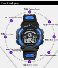 Хит продаж 2015, мужские водонепроницаемые цифровые светодиодные кварцевые часы для мальчиков с будильником и датой, спортивные наручные часы для мальчиков, подарки 2024 - купить недорого