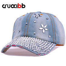 CRUOXIBB Women Baseball Cap Summer Crystal Flower Denim Cap Sequins Snapback Caps Casquette Leisure Summer Hat Gorras 2024 - buy cheap