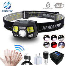 Super bright  LED Headlamp Built-in inductive sensor USB rechargeable 6 lighting mode LED Headlight for running, fishing, etc. 2024 - compre barato