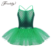 Kids Girls Glitter Green Mermaid Costume Halloween Fancy Dress up Party Little Mermaid Princess Party Costume Ballet Tutu Dress 2024 - buy cheap