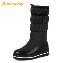 2018 New Winter Women Mid-Calf Boots Middle Heel Round Toe Waterproof Elastic Band Sexy Ladies Women Shoes Black Down Snow Boots 2024 - buy cheap