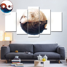 Impresión en HD de los lobos Yin y Yang de JoJoesArt, arte en lienzo de 5 piezas, arte de pared de Lobo Blanco y Negro, imagen artística para decoración del hogar, CU-3049C 2024 - compra barato