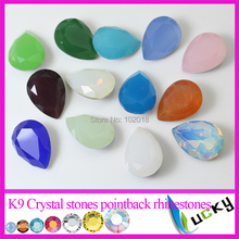Super shiny K9 crystal Fancy stones 12pcs 13x18mm pear shape sharp back rhinestones Opal Jelly mix colors jewelry strass 2024 - buy cheap