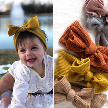 Faixa de cabelo turbante para bebês, tiara de malha com nó, crochê, macia, feminina, crianças, acessórios para cabelo 2024 - compre barato