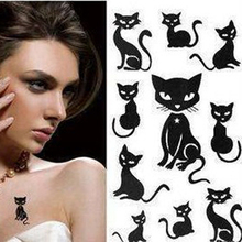 10 folhas sexy gato preto transferência de água decalques do prego tatuagem adesivos manicure folha envoltórios diy elegante decoração ferramentas 2024 - compre barato