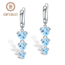 GEM'S BALLET 6.18Ct Natural Sky Blue Topaz Drop Gemstone Earrings 925 Sterling Silver Love Heart Earrings for Women Fine Jewelry 2024 - buy cheap