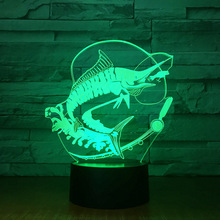 New Fishing 3D LED Light Stereo Acrylic Night Lamp Fish Eat Bait  Mood Lighting 7 Colors Change Illusion Birthday Gift Kids Toy 2024 - buy cheap