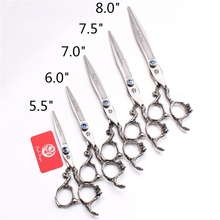 5,5 "6" 7 "7,5" 8 "JP 440C dragón púrpura barbería tijeras de corte tijeras de adelgazamiento preparando para perro humano pelo tijeras de Z9006 2024 - compra barato