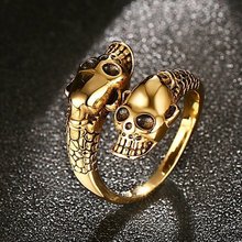 1 шт. кольцо в стиле панк с черепом для мужчин и женщин, золотое, серебряное, рок кольцо на палец, открытый размер, регулируемое для мужчин, готическое модное ювелирное изделие 2024 - купить недорого