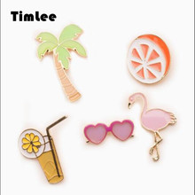 Alfileres de broche de playa, joyería de moda al por mayor, X044, Naranja bonito, gafas de sol, flamenco, pájaro, árbol de coco 2024 - compra barato