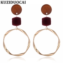 Kuziduocai 2018 New Fashion Fine Jewelry Copper Wood Cotton Stainless Steel Ear Pin Circle Stud Earrings For Women Gifts E-1356 2024 - buy cheap