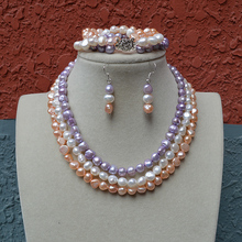Recién llegado joyas de perlas AA de 8-9MM, Color blanco, rosa, púrpura, collar de perlas naturales de agua dulce, pulsera, venta al por mayor, envío gratis 2024 - compra barato