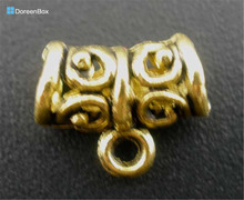 100 PCs Doreen Box Tube Spacers Beads Bail Znic Alloy Gold Color Pattern For DIY Jewelry Making Accessories 11x5mm (B02886) 2024 - buy cheap