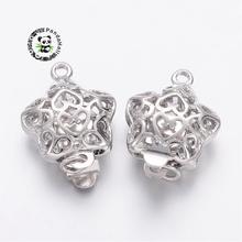 50Sets Filigree Star Brass Box Clasps for Jewelry Making DIY  Nickel Free, Platinum, 18x12x6mm, Hole: 2mm 2024 - купить недорого