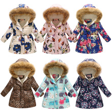 Kids clothes winter coat girl printed long cotton padded girls jackets hooded windproof thick warm children outerwear 15 colors 2024 - buy cheap