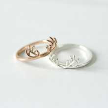 Vivid Antler Lovely Elk Smooth Band Simple Style Silver Plated Golden Rings For  Women 2024 - buy cheap