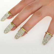 Wholesale 20pcs Punk Full Pave Crystal Silver Gold P Nail Ring Claw Finger Tip Art Ring Unisex Feee Shipping 2024 - buy cheap