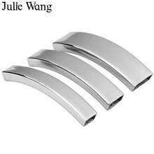 Julie Wang, 5 uds., cuentas de tubo curvadas plateadas de acero inoxidable, conectores de cable rectangulares, collar, pulsera, fabricación de joyas 2024 - compra barato