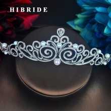 Hibride design da moda redondo, pérola, tiara real, casamento, acessórios para cabelo, diadema, joias, coroa, festa de casamento, presentes 2024 - compre barato