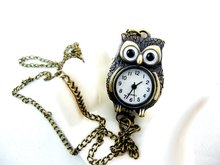 New Style Owl Pendant Fashion Necklace Watch Vintage Bronze Chain Jewelcy Pocket Watch 12pcs/lot Free Shipping 2024 - buy cheap