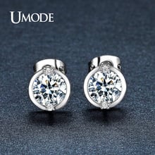 UMODE New CZ Stone Big Round Crystal Stud Earrings for Women Wedding White Gold Color Fashion Jewelrys Boucle D'Oreille UE0314 2024 - buy cheap