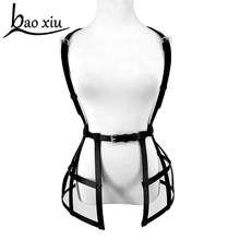 Cinto gótico feminino, cinto de couro pu da moda, preto, vestido ajustável, punk, cinto de bondage, saia, suspensórios de fetiche 2024 - compre barato