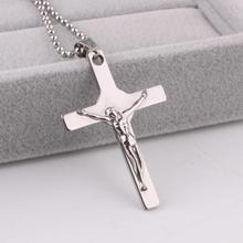 free shipping Stereo carving Jesus cross pendant necklaces bead chain men 316L Stainless Steel necklace wholesale 2024 - buy cheap