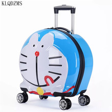 Klqdzms mala de viagem de carrinho doraemon, mala de viagem para crianças com desenho animado, mala de viagem em rodas 2024 - compre barato