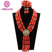 Conjunto de joyería de boda africana, collar de Coral grande africano, conjunto de joyería de mujer, regalo, juego de joyas con cuentas africanas ANJ330 2024 - compra barato