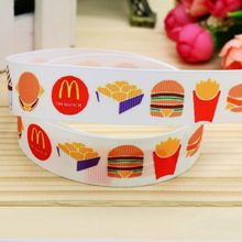 7/8inch Free Shipping M Hamburger Printed Grosgrain Ribbon Hairbow Headwear Party Decoration Diy Wholesale OEM 22mm P5315 2024 - buy cheap