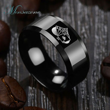 Мужское кольцо SAZONE 8 мм из титановой стали с лазерной гравировкой символа покера для мужчин игральные карты кольцо черного цвета подарок Вечерние 2024 - купить недорого