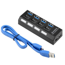 Hot USB 3.0 Hub 4 Ports Super Speed 5Gbps 4-port USB 3.0 Hub With on/off Switch For Windows Mac OS Linux PC Laptop Black 2024 - buy cheap