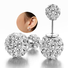 New Arrival 925 Sterling Silver Fashion Shamballa Shiny Zircon Ladies`stud Earrings Jewelry Women Gift Drop Shipping 2024 - buy cheap