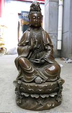 2589<+122" China brass copper carved buddhism Kwan-yin sculpture Guanyin buddha Statue 2024 - buy cheap