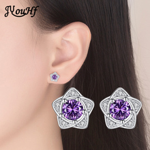 JYouHF Fashion Small White Purple Crystal Earrings for Women Girl Minimalist Style Pentagram Cubic Zircon Earrings Jewelry Gift 2024 - buy cheap