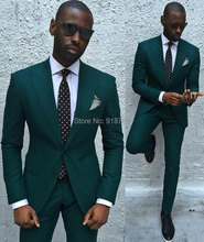 Novidades, traje de casamento 2017 smoking verde escuro para homens, terno para homens slim fit (jaqueta + calça + gravata) 2024 - compre barato
