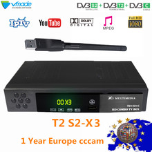 Más DVB-T2 DVB-S2 Digital terrestre receptor de TV por satélite Combo DVB T2 + S2 X3 apoyo dobly youtube TV Box con WIFI + CCCAM 2024 - compra barato