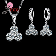 Hot Luxury 925 Sterling Silver  Necklace Earrings Jewelry Sets Clear CZ Crystal Rhinestone Womens Jewelry sets 2024 - buy cheap