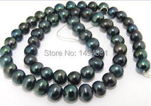 Wholesale Pearl Jewelry Black Potato Freshwater Cultured Pearl Round Gem Loose Beads Strand 9-10mm - Free Shipping 2024 - buy cheap