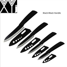 XYJ-cuchillos de cocina de calidad global, juego de cuchillos de cerámica con hoja negra, mango de colores negros con funda de zirconia 2024 - compra barato