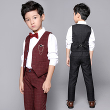 Flower Boys Formal Wedding Suit Vest +Pants 2Pcs Clothing Set Children Tuxedo Dress Kids Piano Prom Performance Birthday Costume 2024 - buy cheap