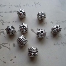 20 unids/lote de abalorios de aleación de barril de diseño, de plata tibetana, 7x7mm, pulsera de hilo, collar, fabricación de joyas DIY 2024 - compra barato