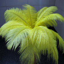 Pente de avestruz amarelo para decoração de casamento, 50 cv, 35-40cm ", 14-16" polegadas, pena-40cm, frete grátis 2024 - compre barato
