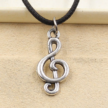 New Fashion Tibetan Silver Color Pendant Musical Note Necklace Choker Charm Black Leather Cord Factory Price Handmade Jewelry 2024 - buy cheap