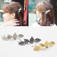 Fashion vintage pearl flower Leaves clip Ladies Girls Metals Barrette  Hair Clip Women  Hair Accessories 2024 - buy cheap